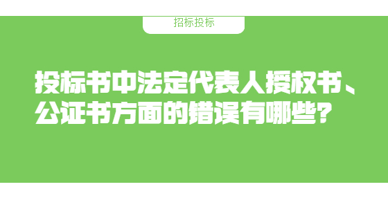 投標書中法定代表人授權書、公證書方面的錯誤有哪些？