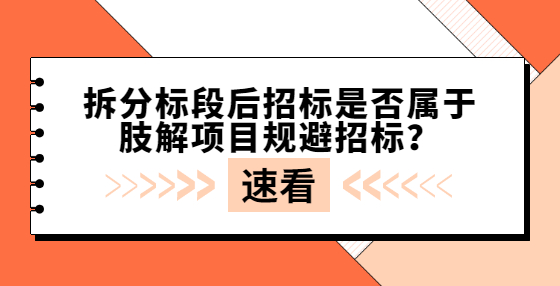 拆分標(biāo)段后招標(biāo)是否屬于肢解項(xiàng)目規(guī)避招標(biāo)？