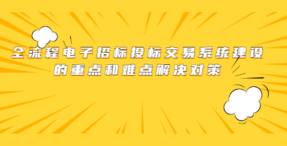 全流程電子招標(biāo)投標(biāo)交易系統(tǒng)建設(shè)的重點和難點解決對策