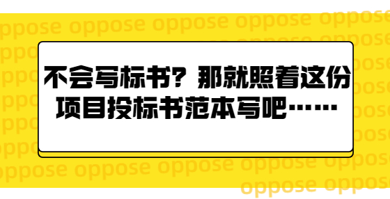 不會寫標書？那就照著這份項目投標書范本寫吧……