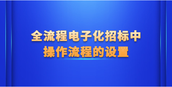 全流程電子化招標(biāo)中操作流程的設(shè)置