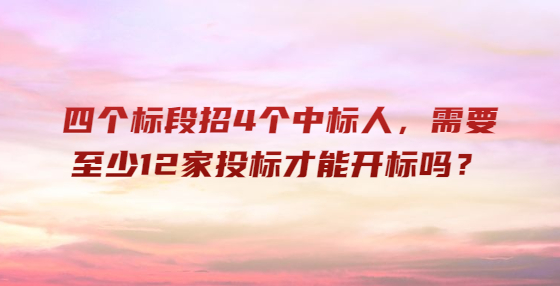 ?四個(gè)標(biāo)段招4個(gè)中標(biāo)人，需要至少12家投標(biāo)才能開標(biāo)嗎？