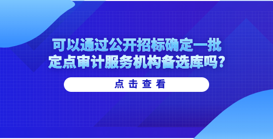 可以通過公開招標(biāo)確定一批定點審計服務(wù)機構(gòu)備選庫嗎?