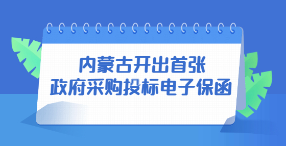 內(nèi)蒙古開出首張政府采購投標電子保函