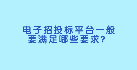 電子招投標(biāo)平臺一般要滿足哪些要求？