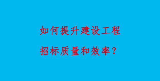 如何提升建設(shè)工程招標(biāo)質(zhì)量和效率？