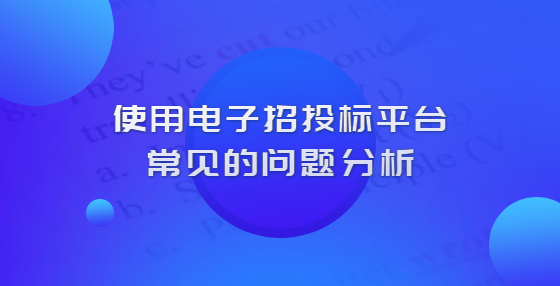 使用電子招投標平臺常見的問題分析