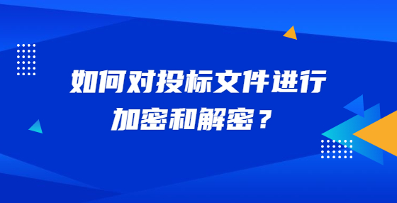 如何對投標(biāo)文件進(jìn)行加密和解密？