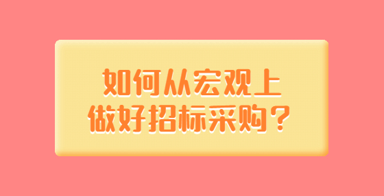 如何從宏觀上做好招標(biāo)采購(gòu)？