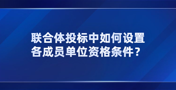 聯(lián)合體投標中如何設置各成員單位資格條件？