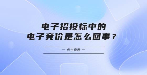 電子招投標(biāo)中的電子競價是怎么回事？