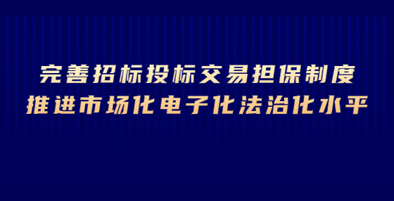 完善招標(biāo)投標(biāo)交易擔(dān)保制度 推進(jìn)市場(chǎng)化電子化法治化水平