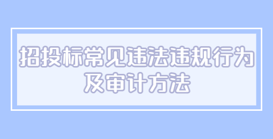 招投標常見違法違規(guī)行為及審計方法