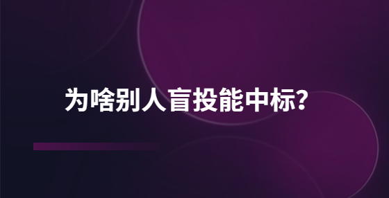 為啥別人盲投能中標(biāo)？