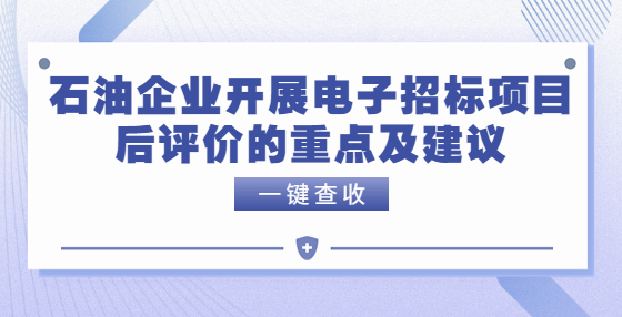 石油企業(yè)開(kāi)展電子招標(biāo)項(xiàng)目后評(píng)價(jià)的重點(diǎn)及建議