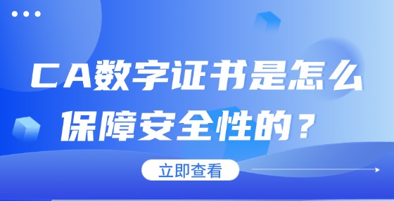 CA數(shù)字證書是怎么保障安全性的？